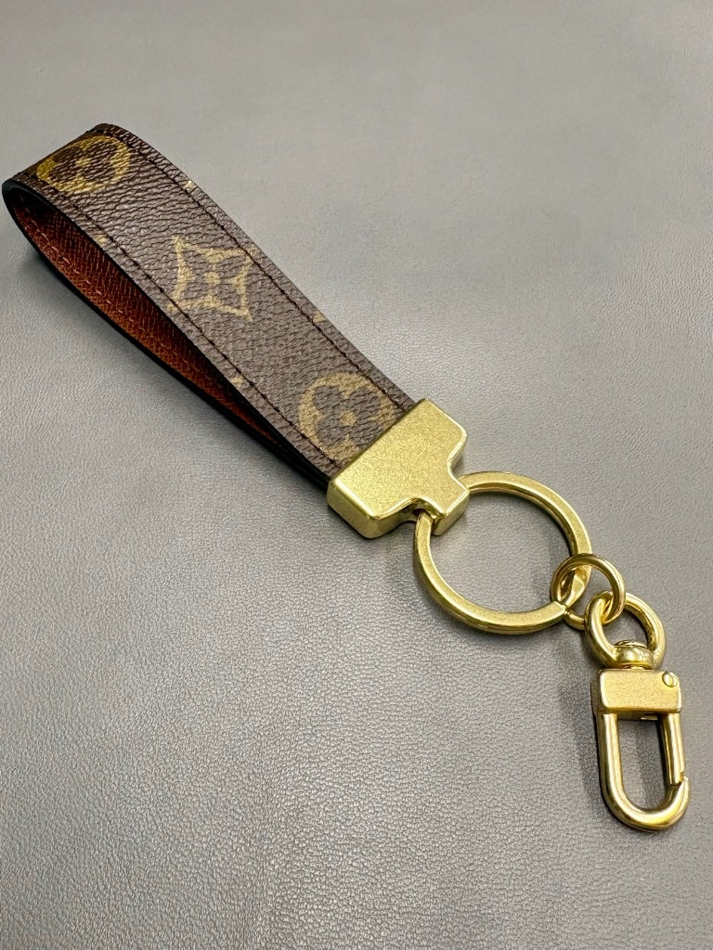 LV Canvas, Leather, Brass Keychain
